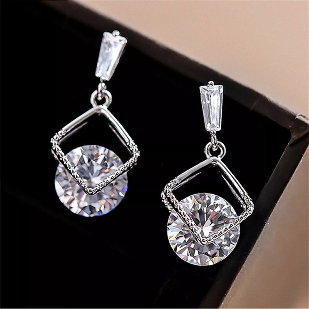 Fashion Zircon Eardrop Contracted Super Flash Zircon Diamond Earrings Jewelry